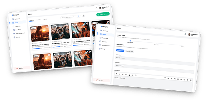 Event creation interface